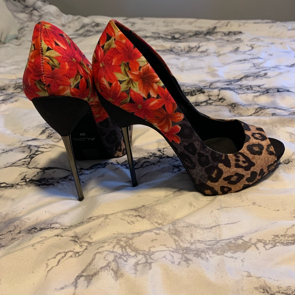 ALDO leopard/floral heels